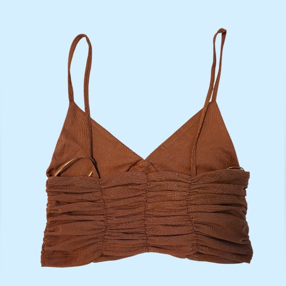 Brown Ruched Crop Top - Picture 2 of 2